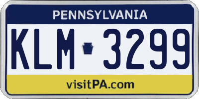 PA license plate KLM3299