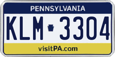 PA license plate KLM3304