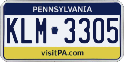 PA license plate KLM3305