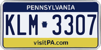 PA license plate KLM3307