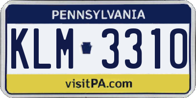 PA license plate KLM3310