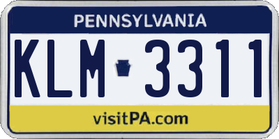 PA license plate KLM3311
