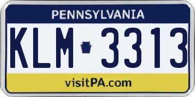 PA license plate KLM3313
