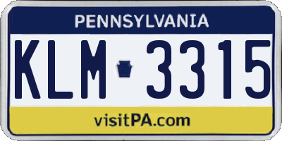 PA license plate KLM3315
