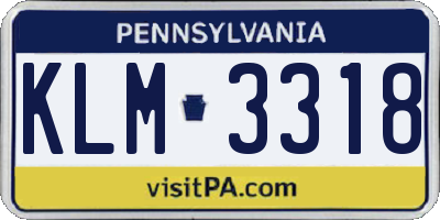 PA license plate KLM3318