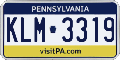 PA license plate KLM3319