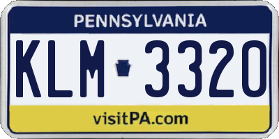 PA license plate KLM3320