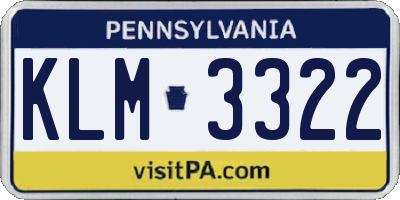 PA license plate KLM3322
