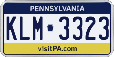 PA license plate KLM3323