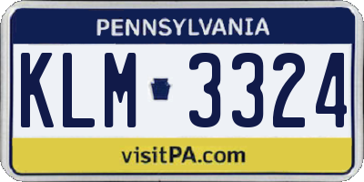 PA license plate KLM3324