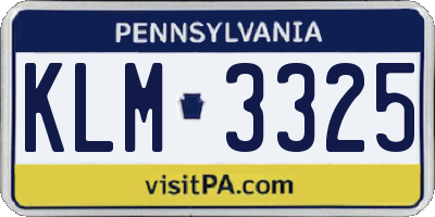 PA license plate KLM3325