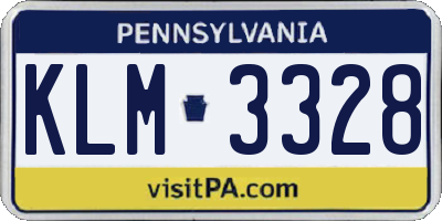 PA license plate KLM3328