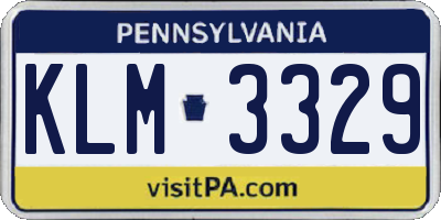 PA license plate KLM3329