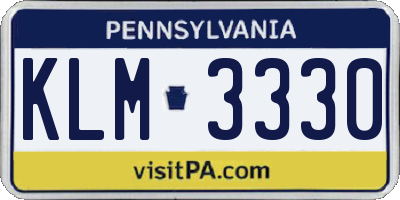 PA license plate KLM3330