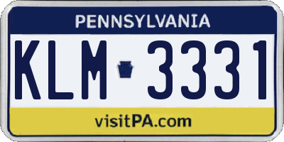 PA license plate KLM3331
