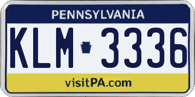 PA license plate KLM3336