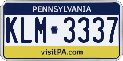 PA license plate KLM3337