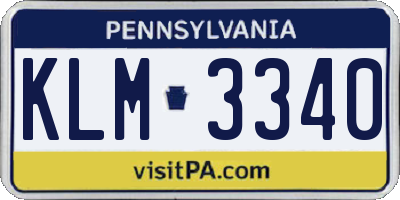 PA license plate KLM3340