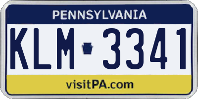 PA license plate KLM3341