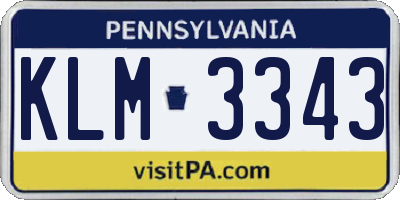 PA license plate KLM3343