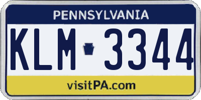PA license plate KLM3344