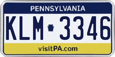 PA license plate KLM3346