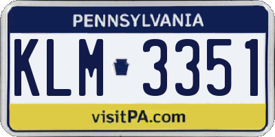 PA license plate KLM3351