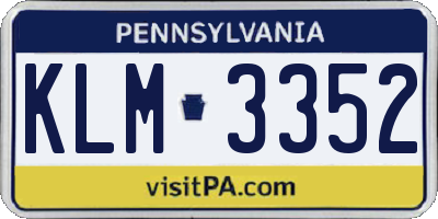 PA license plate KLM3352
