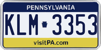 PA license plate KLM3353