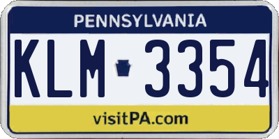 PA license plate KLM3354