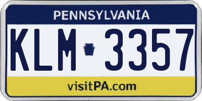 PA license plate KLM3357