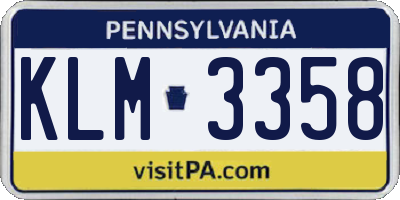 PA license plate KLM3358