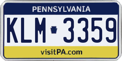 PA license plate KLM3359
