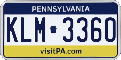 PA license plate KLM3360