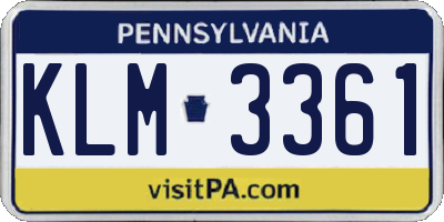 PA license plate KLM3361