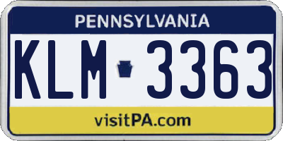 PA license plate KLM3363