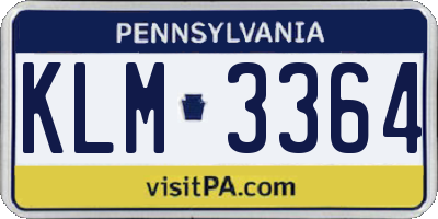 PA license plate KLM3364