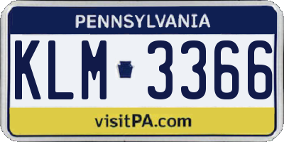 PA license plate KLM3366