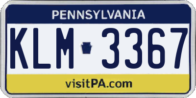 PA license plate KLM3367