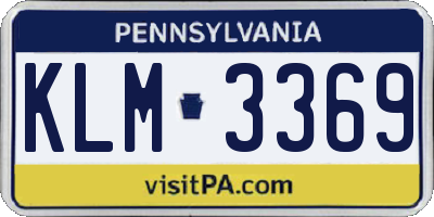 PA license plate KLM3369