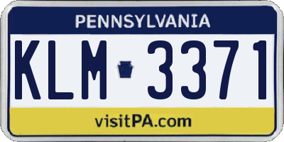 PA license plate KLM3371