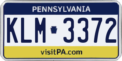 PA license plate KLM3372
