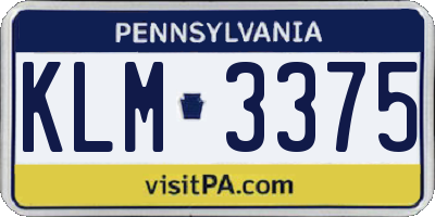PA license plate KLM3375