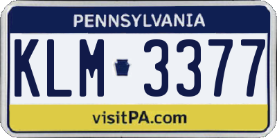 PA license plate KLM3377