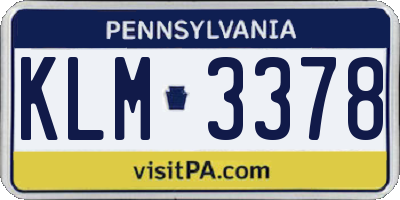 PA license plate KLM3378