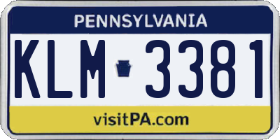 PA license plate KLM3381