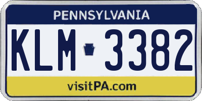 PA license plate KLM3382
