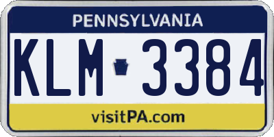 PA license plate KLM3384