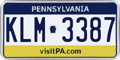 PA license plate KLM3387