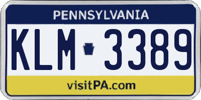PA license plate KLM3389